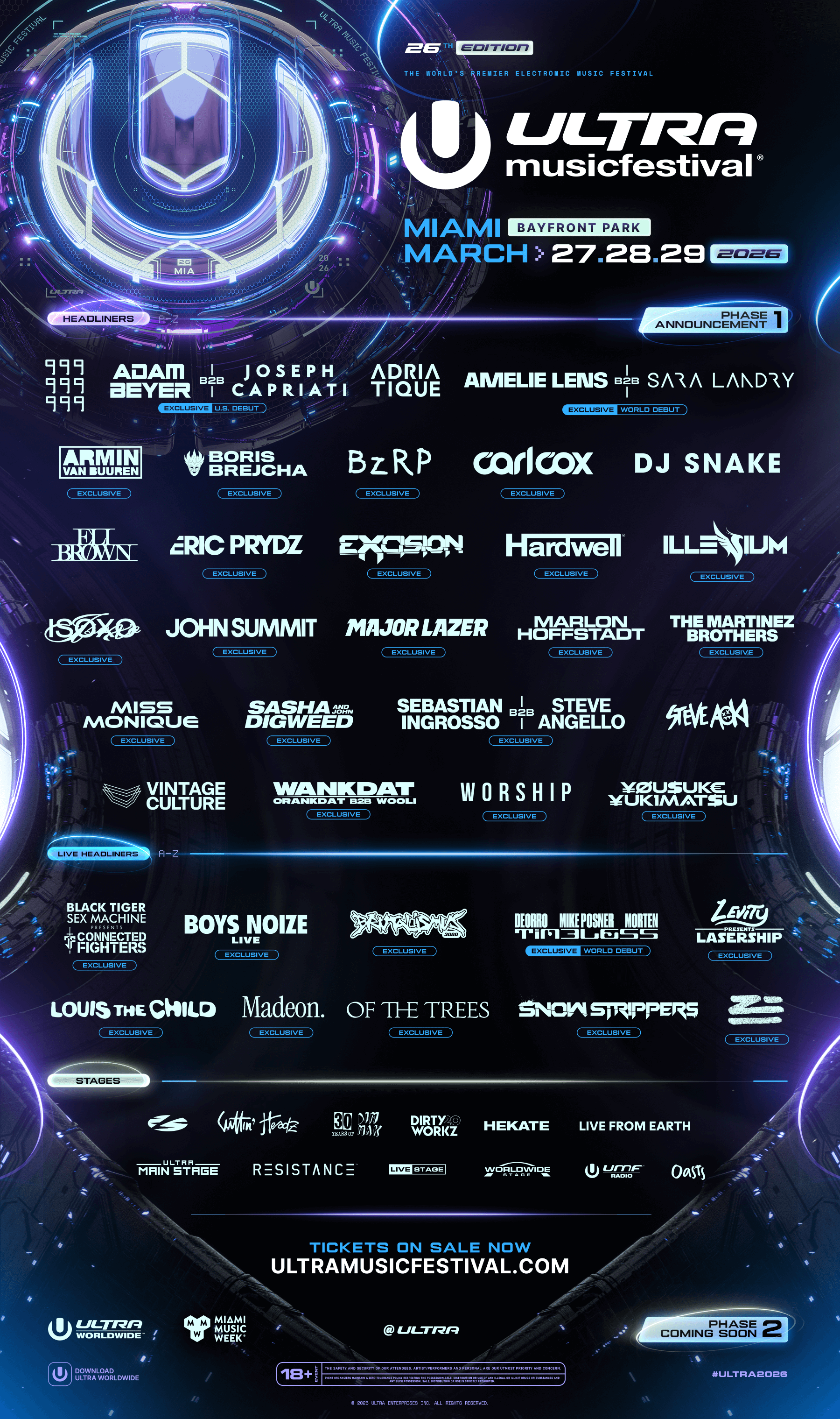Ultra Music 2026 Line-Up Miami