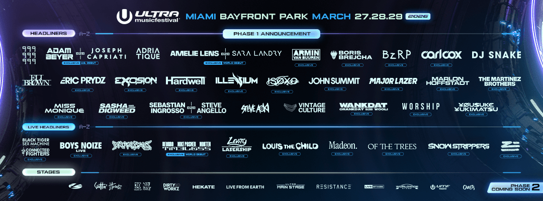 Ultra Miami 2026 Phase 1 lineup