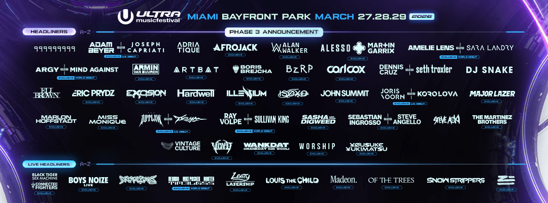 Ultra Miami 2026 Phase 3 lineup